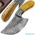 Rose Wood 7" Fixed Blade Custom Handmade Damascus Steel Skinner Hunting knife With Brass Spacers And Unique File Work On The Handel A piece of Craftsmanship 100% Prime Quality